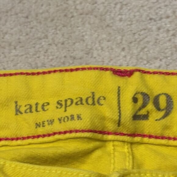Kate Spade Play Hooky Broome Street Yellow Stretch Denim Capri Pants Sz 29 - Picture 3 of 13